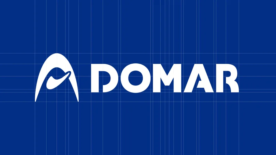 Pagina delle brand guidelines con il lockup del marchio Domar