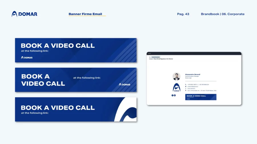 Pagina delle brand guidelines con i banner per le firme email